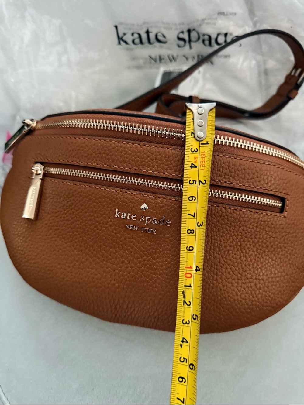 kate spade New York Chestnut Brown Pebbled Leather Crossbody Belt Bag - Picture 8 of 13